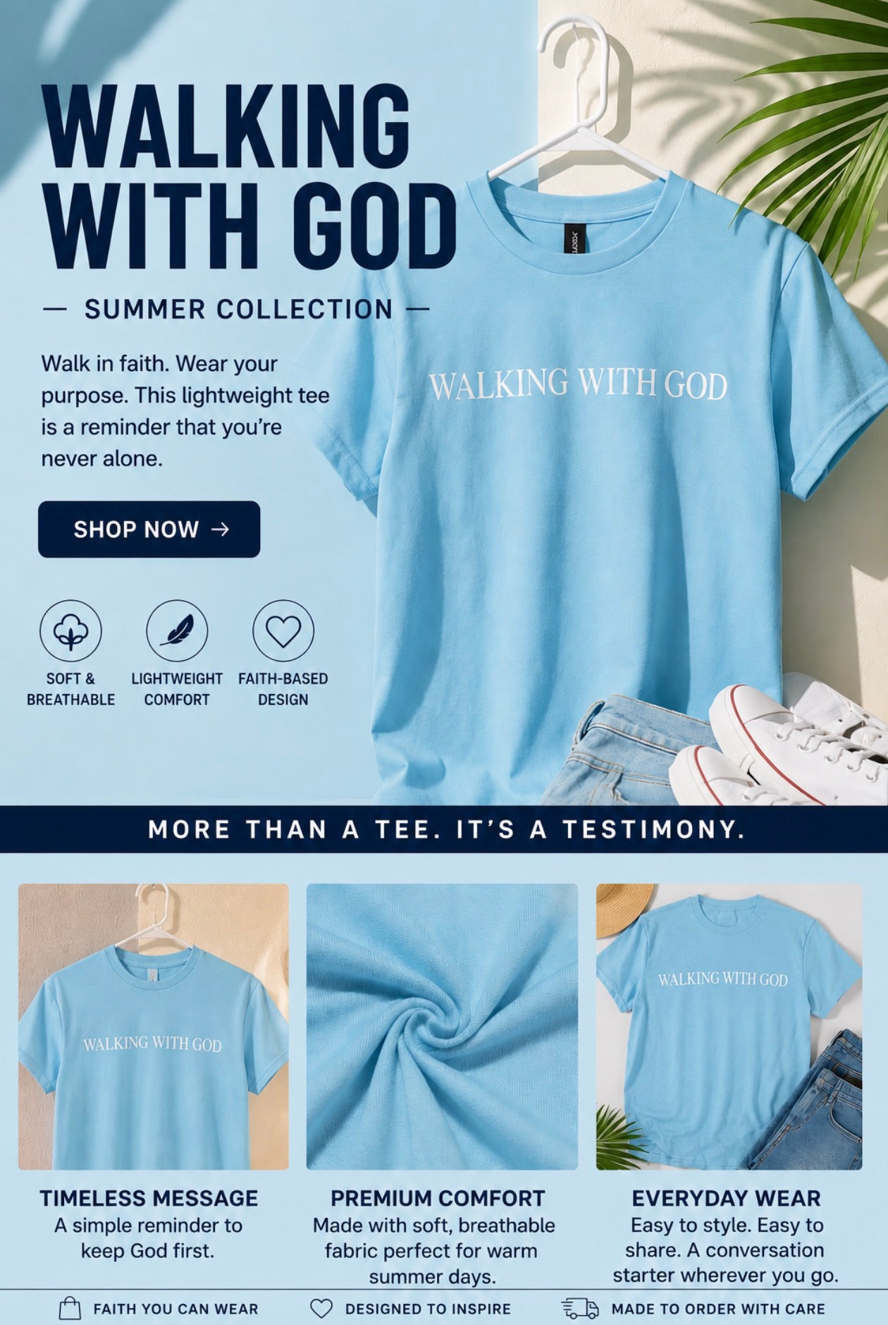 SKY BLUE - “WALKING WITH GOD” - OG T-SHIRT