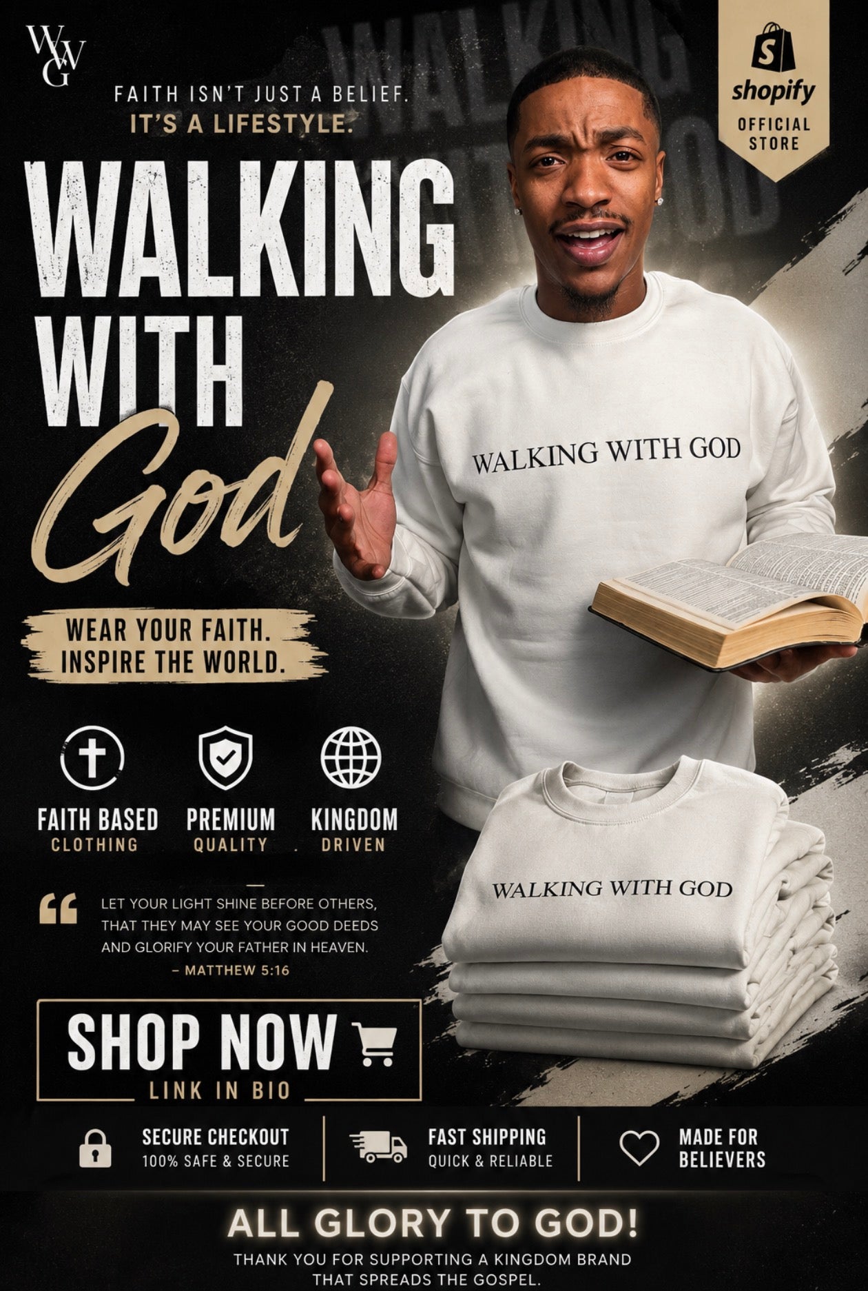 WHITE - WALKING WITH GOD - PULLOVER