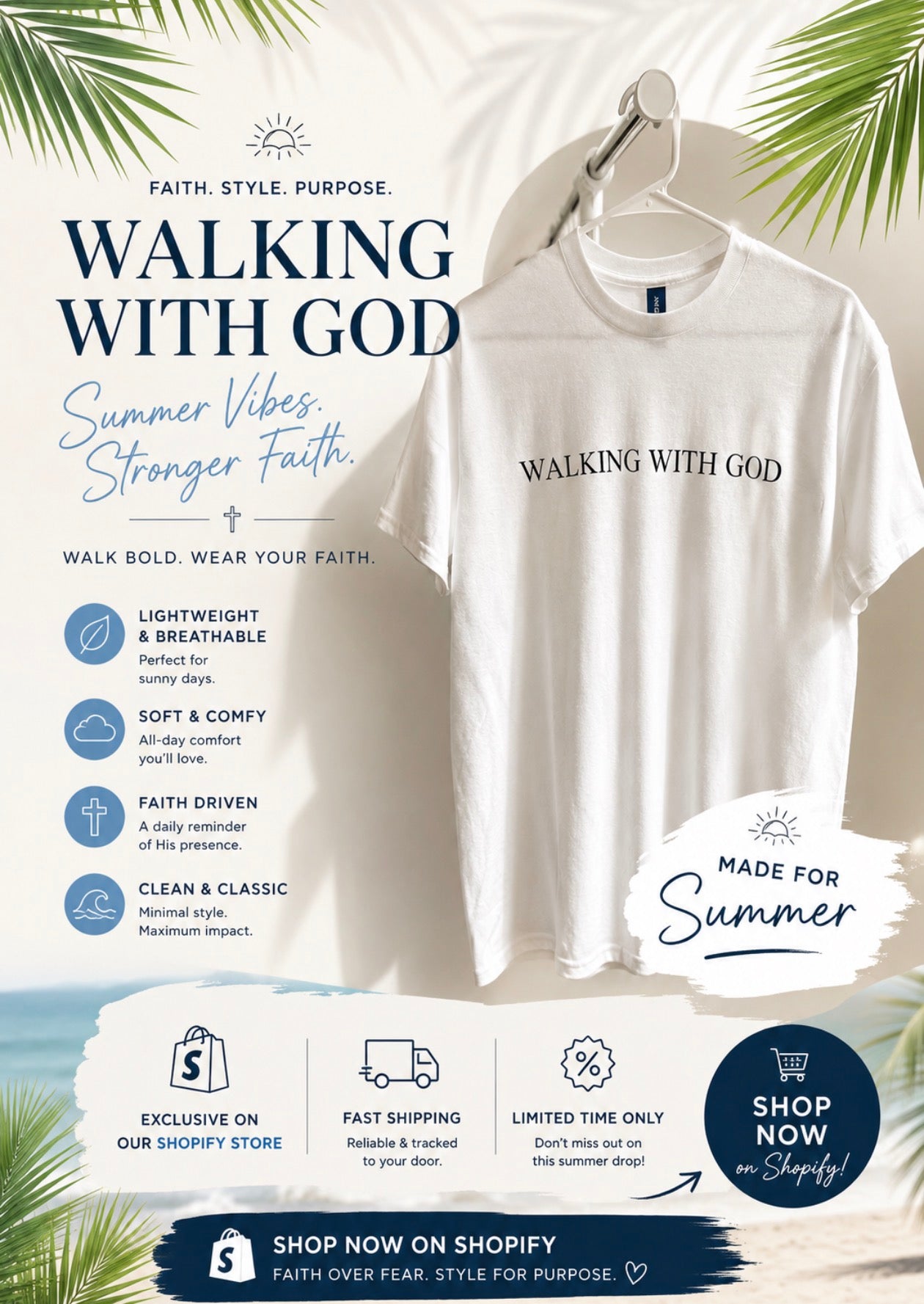 WALKING WITH GOD - OG T-SHIRTS - WHITE
