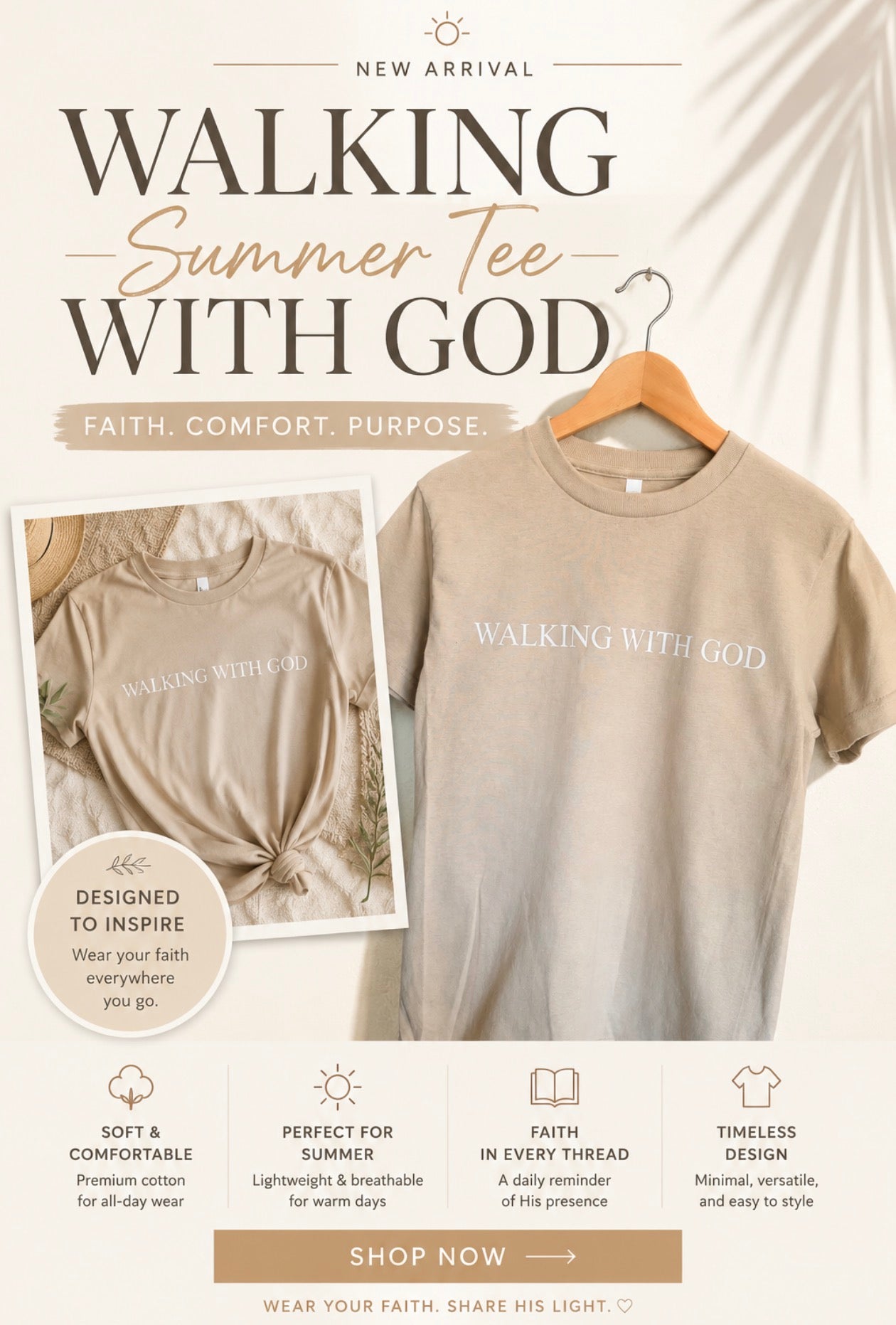 WALKING WITH GOD - SUMMER TEE - ORIGINAL DESIGN